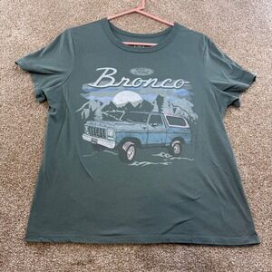 Ford Bronco Graphic T-Shirt Womens Large Green Crew Neck Driving Fall Cars Truck